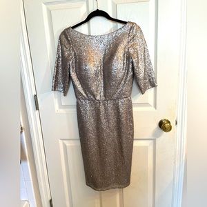 Bari Jay Silver Sequin Cocktail Dress in Size 6